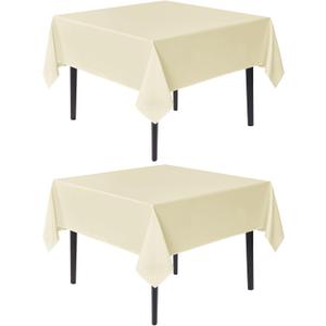 sancua Square Tablecloths 70x70 Inch, 2 Pack - Beige Fabric Table Cloth for Square or Round Tables, Washable Polyester Table Cover for Outdoor Party, Birthday, Decorative Display Tables
