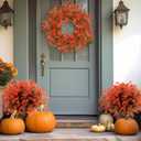 Hoteam 36 Bundles Artificial Fall Flowers for Outdoor Fake Autumn Flower Plants Boxwood Faux Plastic Shrubs Plants for Patio Porch Garden Hanging Vase Pots Home Decor (Bright Style)