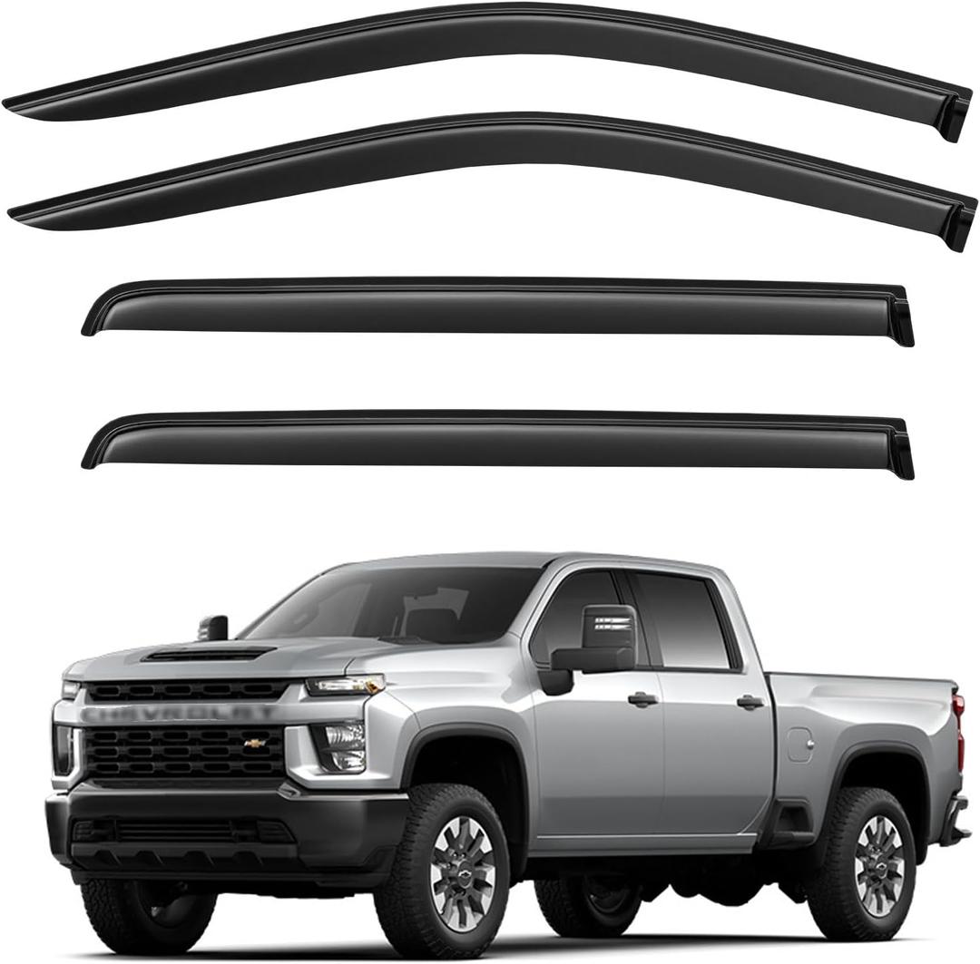 Window Visors Rain Guards for 2020-2026 Chevy Silverado/GMC Sierra 2500HD/3500HD Crew Cab, Out-Channel Window Vent Wind Deflectors Visors Shades for 20-26 Silverado/Sierra 2500/3500 HD Crew Cab