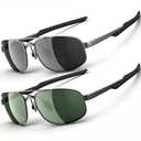 JO Bifocal Reading Glasses Sunglasses 2 Pack - UV400 Protection Aviator Bifocal Sun Reader for Men (Black/ Gun-Metal, 2.5, x)