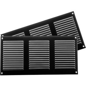 Repa Market 2-Pack 12x6 Inch Scratch Resistant Air Vent Cover/Black Galvanized Louvered Grill Cover with Mesh Screen/Wall, Ceiling Vent/Durable HVAC Register for Indoor, Outdoor Ventilation