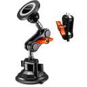 chubbycable ChubbyGrip Pro Dash Mount Vacuum Magnetic Phone Holders for Your Car 360 Rotation Suction Cup Phone Mount for Windshield, Magnetic, Orange