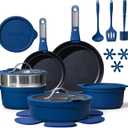 CAROTE 22pcs Pots and Pans Set Non Stick, Nonstick Cookware Set, Dishwasher/Oven/Fridge Safe Pots and Pans, Removable Handle RV Oven Safe Cookware, Induction Kitchen Set, Blue