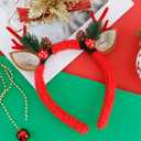 Atoden Deer Antlers Headband Realistic Reindeer Hair Bands Fawn Ears Headpiece Christmas Halloween Accessories Women Girls (Red)