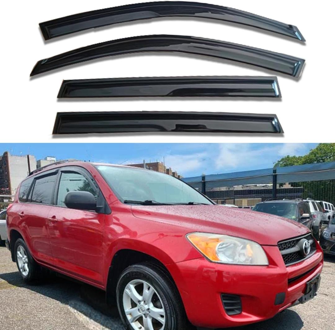 Tape On Window Visors Rain Guards Car Sun Shade Vent for 2006-2012 Toyota RAV4,Side Window Vent Wind Deflectors & Visors,Sun Visor for Car,Smoke 4-Pieces Set