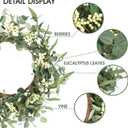 Pinkpum 20'' Eucalyptus Wreath for Front Door, Porch, Window - Green Decor for Home, Farmhouse - Spring, Summer, Fall, All Seasons