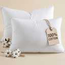 100% Cotton Bed Pillows - Standard Size Set of 2 - Super Soft, Breathable Down Alternative Polyester for Back & Stomach Sleepers - Low Density, Low Loft Support & Machine Washable - 20" x 40" (White)