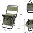 LEADALLWAY Fishing Chair with Cooler Bag Compact Fishing Stool Foldable Small Hunting Chair 12.2" Seat Depth,12.6" Seat Width