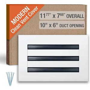Clean Modern AC Vent Cover 10 x 6 (Duct Opening Cutout) - Decorative White Air Vent - Standard Linear Slot Diffuser - Register Grille for Ceiling, Walls & Floors - All Aluminium