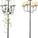 Sziqiqi 48inch Tall Candlestick Holders Floor Candelabra Black 5 Arms Candle Holders for Pillar Candles Flower Centerpiece Gothic Candles Holder for Funeral Ceremony Halloween Decor 2pcs