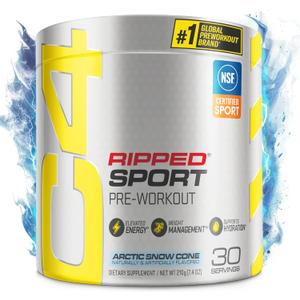 Cellucor C4 Ripped Sport Pre Workout Powder Arctic Snow Cone - NSF Certified for Sport + Sugar Free Preworkout Energy Supplement for Men & Women - 135mg Caffeine + Weight Loss - 30 Servings