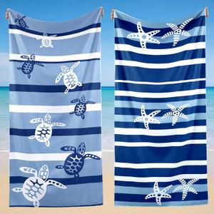 2 Pack Oversized Beach Towel Turtle Starfish Quick Dry Absorbent Bath Pool Towels 72 x 36 Inch Extra Large Ocean Tropical Blanket for Swim Travel Lounge Chair Cover Adult Women Men