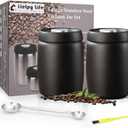 Vacuum Coffee Canister, Coffee Bean Storage with Scoop, Stainless Steel Airtight Food Storage Container, Perfect for Coffee Beans,Coffee Grounds,Loose Leaf Tea (1200ml*2 Matte Black)