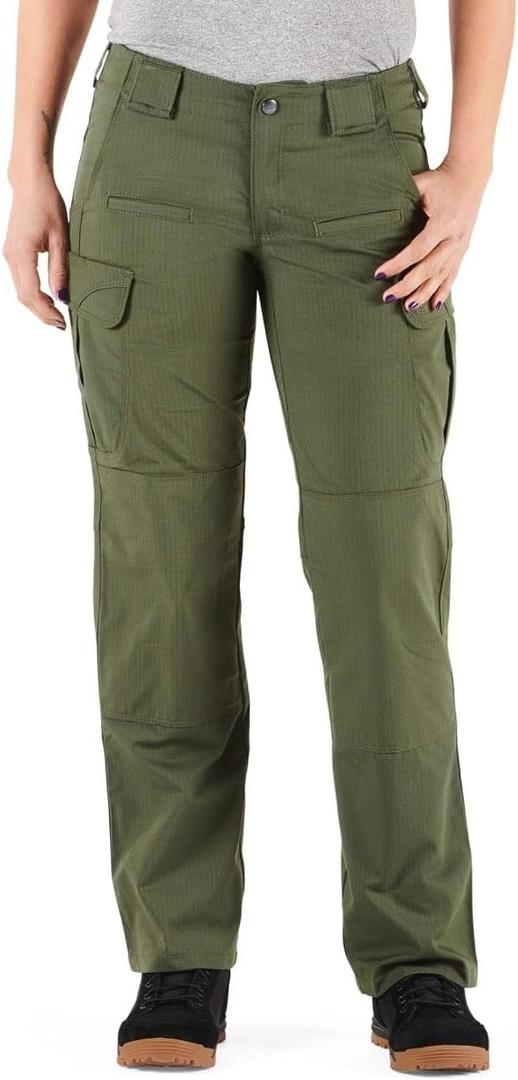 5.11 Tactical Women's Stryke Pants, Professional Work Cargo Stretch Pant, Water Resistant, Knee Pad Ready (10 Long,Green)