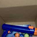 Nerf Dog Large Size Tennis Ball Blaster Dog Toy, Great for Fetch, Hands-Free Reload, Launches up to 50 ft, Single Unit, 20in Blaster with 3 Balls in Mesh Bag, Blue/Orange, Blue, Green and Orange