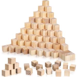 Barydat 100 Pcs 1 in Wooden Cubes, Unfinished Wooden Blocks for Crafting Natural Craft Wood Square Blank Cube for DIY Project Baby Showers