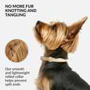 CollarDirect Reflective Rolled Leather Dog Collar, Soft Padded Round Puppy Collar, Handmade Genuine Leather Collar Dog Small Large Cat Collars 13 Colors (11-14 Inch, Beige Smooth)