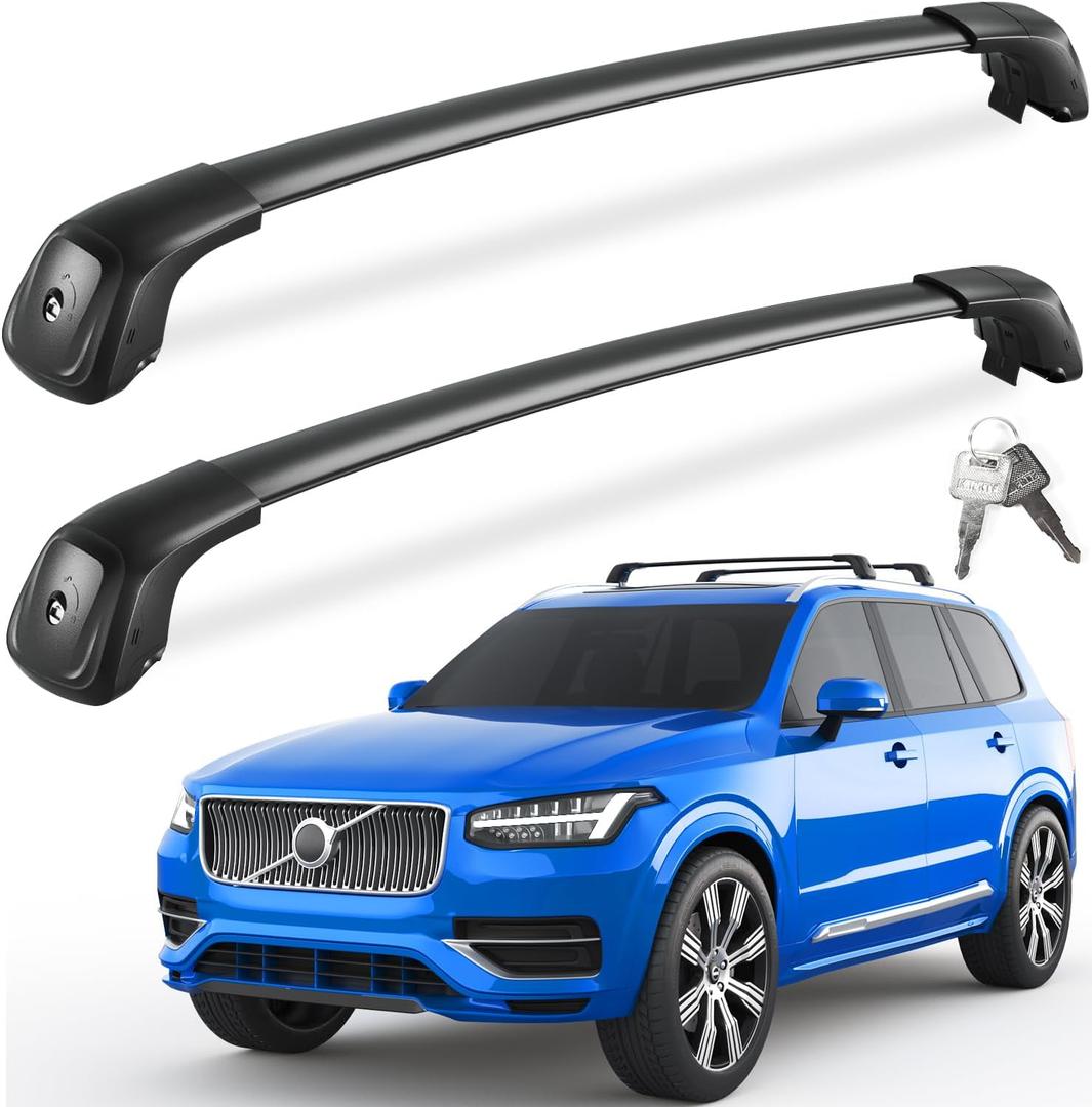 FengYu 330lbs Lockable Roof Rack Cross Bars Compatible with Volvo XC90 XC-90 2016-2026,Heavy Duty Aluminum Roof Rails Crossbars Cargo Bars Canoe Snowboard Rooftop Black Carrier Luggage