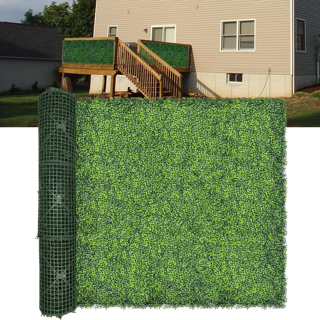 Artificial Boxwood Roll Panels,140"x 60"(58.5 SQFT) UV-Anti Faux Ivy Leaves Grass Wall for Patio Balcony Privacy, Garden, Backyard Greenery Wall Backdrop and Fence Decor