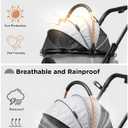 GTPLAYER Pet Stroller for Small Dogs and Cats, One-Click Foldable, Detachable Carrier, Breathable Mesh, 45 lbs Capacity, 2 Safety Leashes, Storage Basket & Cup Holder, Gray