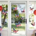 Patriotic Window Clings 4th of July Red White Blue USA Flag Butterfly Reusable Window Glass Decals for Independence Day Memorial Day Home Party Decor