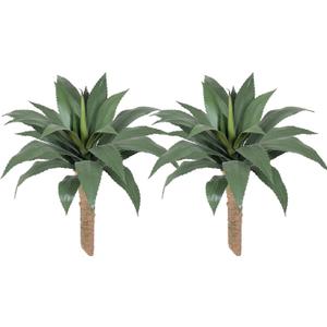 Artificial Spiked Agave Plants Outdoor,20”UV Resistant Fake Silk Plants with 20 Lifelike-Broad Leaves,Faux Yucca Floor Plants for Home Front Porch Patio Office Door Step Hotel Desert Style Decor 2Pack