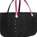 PoVwlty Rubber Beach Bag for Men & Women, Water-resistant Travel Tote Bag for the Beach Boat Pool