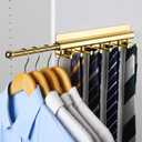 BaiNong Valet Rod for Closet Pull Out 12IN with 8 Hooks,Adhesive Gold Closet Valet Rod Slide Out
