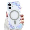 LSL Magnetic Case for iPhone 16 Cute Flower Pattern - Purple