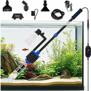 AQQA DC 36W Electric Aquarium Vacuum Gravel Cleaner 6in1 Multifunctional Fish Tank Cleaning Kit for Remove Dirt, Change Water, Wash Sand, Turtle Water Shower, Water Circulation with Adjustable Power