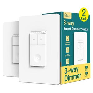 TREATLIFE 3 Way Smart Dimmer Switch 2 Pack, 2 Master Dimmer Switch Compatible with Alexa, Google Assistant, 2.4GHz WiFi Light Switch APP Remote Control, Neutral Wire Needed, Schedule, No Hub Required