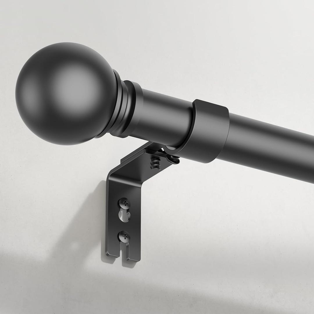 Extra Long Curtain Rods for Windows 32 to 150 Inches, Black Curtain rod 1 Inch Diameter Long Curtain Rod Adjustable Length, Heavy Duty Indoor/Outdoor Curtain Rod Modern Design, Size:32"-150"