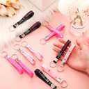 Crtiin 120 Pcs Breast Cancer Awareness Silicone Key Chain Bulk Pink Purple Ribbon Keychain Gifts for Women