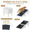 3-in-1 Dog Ramp Pet Stairs 18.9"x17.72"x19.29" with Hidden Storage Ottoman, Anti-Slip Steps for Small, Medium, Large, Senior & Injured Pets, 220LBS for Bed & Sofa, Beige