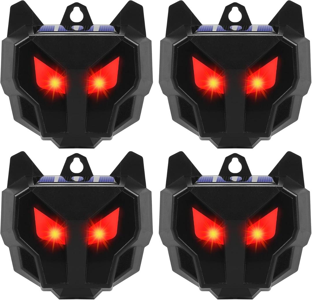 4 Pack Solar Nocturnal Animal Repeller Outdoor,Coyote Deterrent,Deer Repellent Devices,Predator Eyes Animal Deterrent Effective Guard Red Predator Lights for Chicken Coop Raccoon Skunk Fox Yard Farm