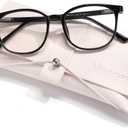 FONHCOO Blue Light Blocking Glasses Fashion Round TR90 Frame Transparent Eyewear Anti UV Computer Glasses for Women Men (Black)