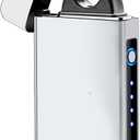 Electric Windproof Lighter, Pulsed Flame Plasma-Flame Arc Lighter - Rechargeable USB with Battery Indicator (Silver) (Apex Sliver)