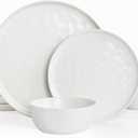 Famiware Mars Plates and Bowls Set, 12 Pieces Dinnerware Sets, Dishes Set for 4, White