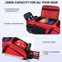 Catchers Gear Bag with Wheels for 4 Bats, Rolling Baseball Softball Bag With Multi-Pockets, Fence Hook, Holds All Baseball Equipment.
