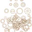 Abaodam 50 Pcs Wooden Gears, Unfinished Wood Cogs for Crafts, Assorted Mixed Sizes Natural Wheels for DIY Steampunk Art Projects and Home Decor