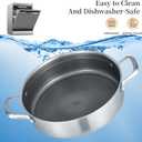 Inqibee 7 QT Hybrid Nonstick Saute Pan with Lid, Tri-Ply Stainless Steel 12 Inch Deep Frying Pan Cookware, Induction Compatible, All Cooktops, Oven & Dishwasher Safe