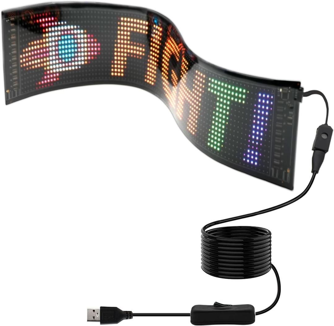 Programmable LED Scrolling Sign - Full Color Display Board with Bluetooth APP Control - Custom Text & GIF Patterns - Perfect for Business Advertising & Car Displays (Full Color, 23" x 5")