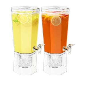 Lifewit 1 Gallon Drink Dispenser for Parties 2 Pcs, 4L Plastic Beverage Container with Stand for Juice/Tea/Soda & Lemonade, Clear Water Pitcher with Spigot for Mimosa Bar Hosting 39 x 16 cm/15x6"