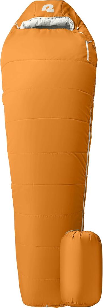 Retrospec Dream Mummy Sleeping Bag - 5, 15, & 30F Cold Weather Camping & Travel Essential Gear with Water - Resistant Shell & Synthetic Fill - Zippered Pocket & Stuff Sack, 15F Long