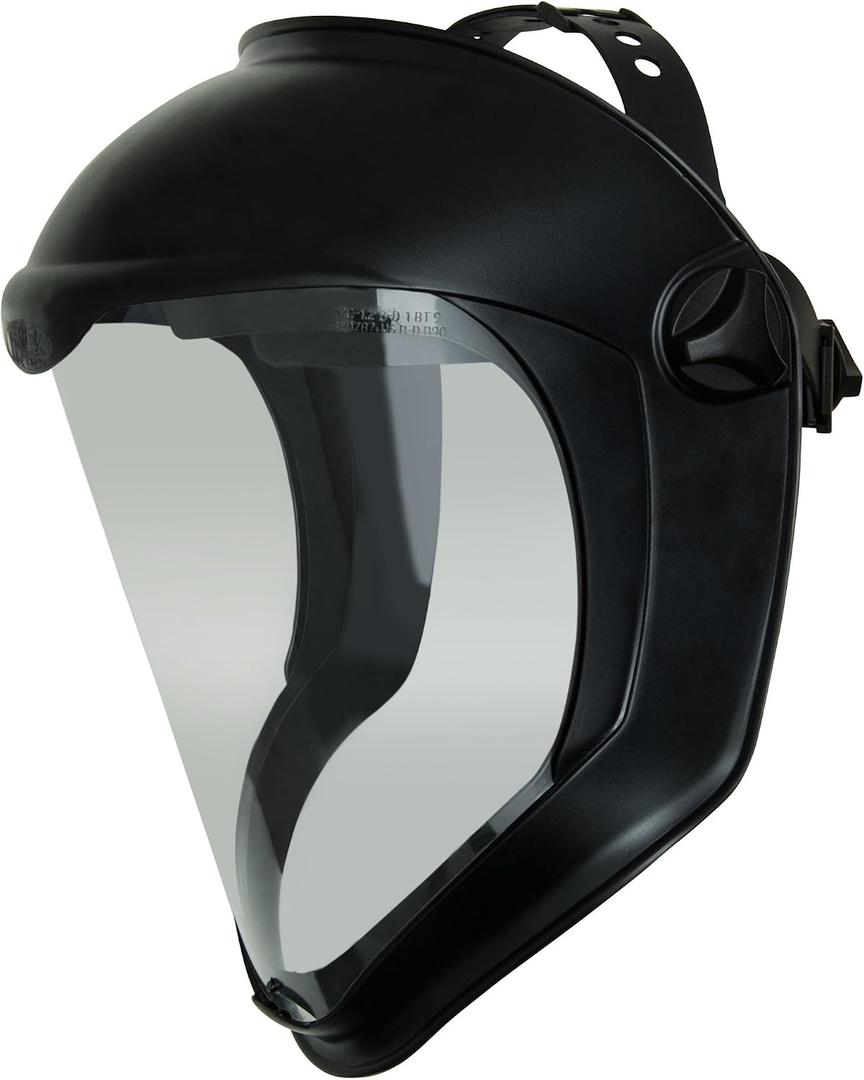 Honeywell Uvex Bionic Face Shield with Clear Polycarbonate Visor and Anti-Fog/Hard Coat (S8510), 1 Count (Black)