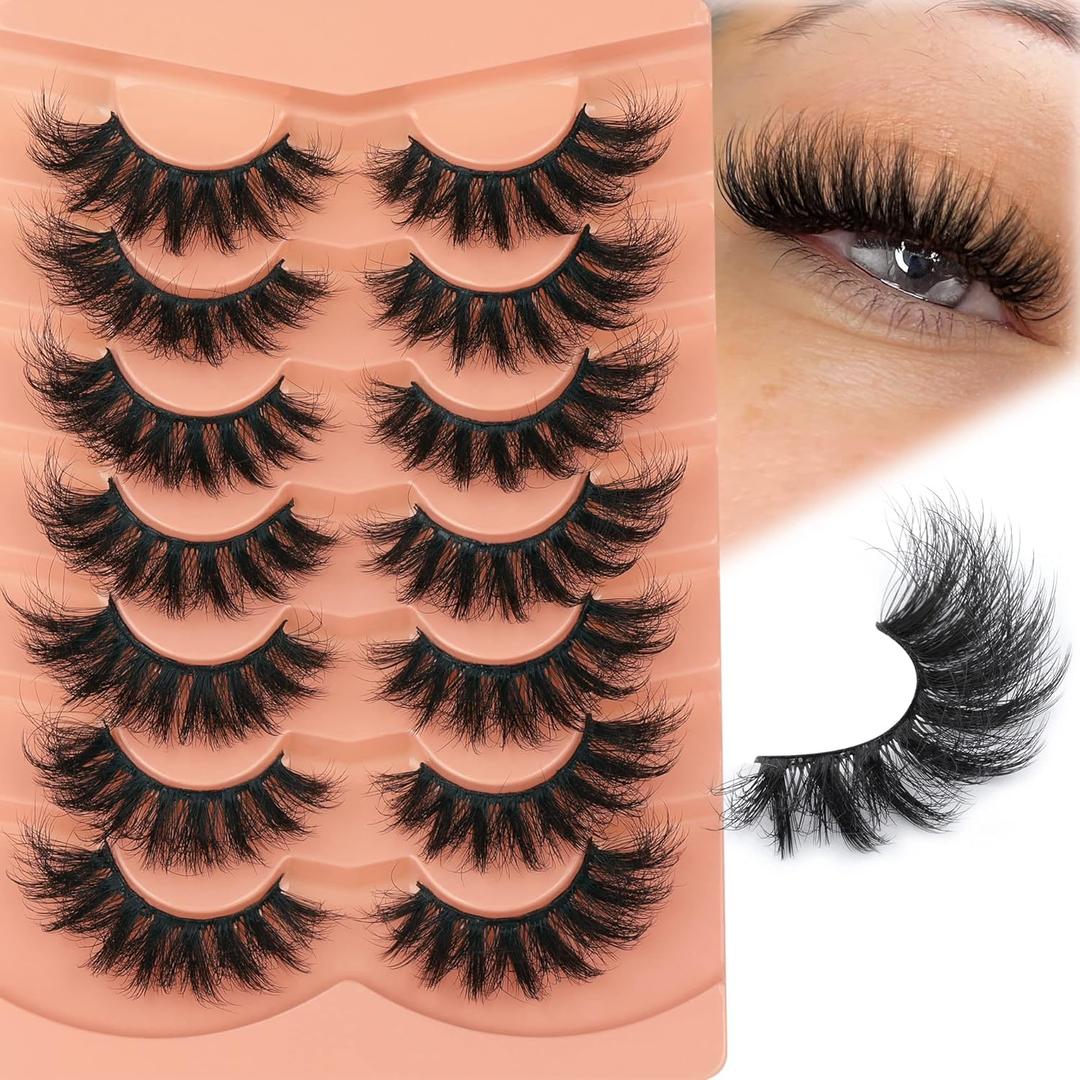 Fluff Eyelashes 8D Fox Eye lashes 18mm Natural False Eyelashes 7 Pairs Full Volume Faux Mink Lashes Multipack by TOOCHUNAG