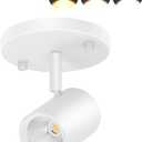 CLOUDY BAY LED Flush Mount Ceiling Spot Light,CRI90+ 9W 3000K 4000K 5000K Selectable Dimmable,Adjustable Tilt Angle Ceiling Track Light Head,White