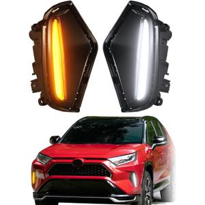 LED Fog Lights Kit for Toyota RAV4 2019-2025 LE XLE Hybrid SE XSE DRL Daytime Running Lights Amber Turn Signal Fog Lamps Assemblies