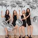 Disco Ball Balloons, 4D Aluminum Foil Balloons Disco Party Decorations, 22inch Large Silver Round Balloon 70s 80s 90s Bachelorette New Year Birthday Graduation Party Decor (12Pcs)