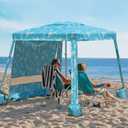 AMMSUN Beach Cabana, 6.5'6.5' Beach Canopy, Easy Set up and Take Down, Cabana Tent with Sand Pockets, Instant Sun Shade with Side Wall, Tropical Aqua